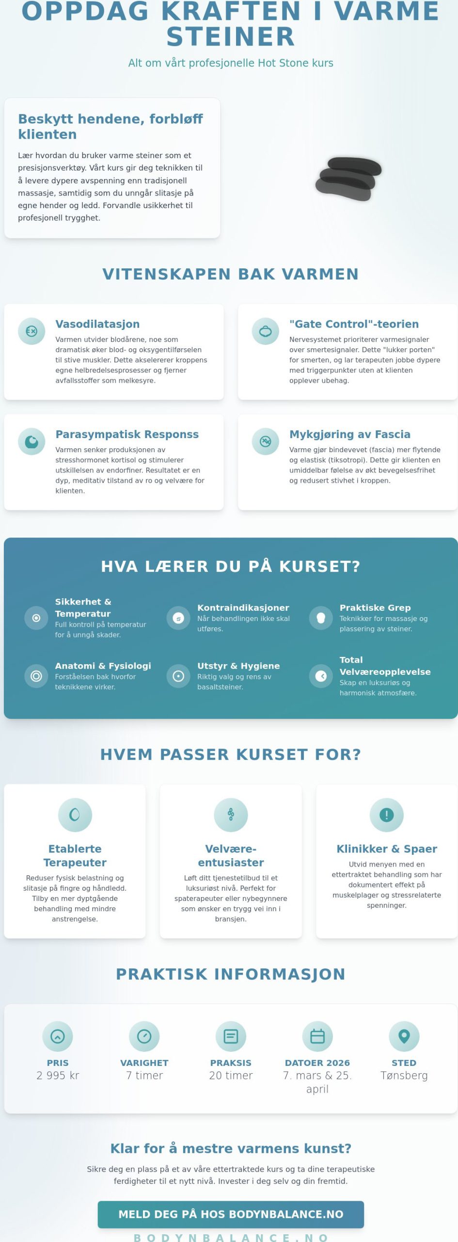 Hot stone kurs 2026: Den komplette guiden til profesjonell steinmassasje