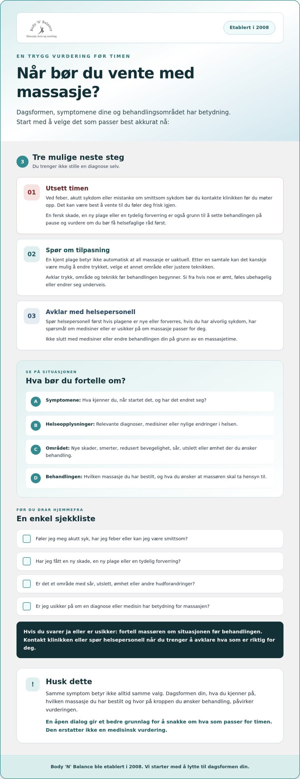 Når bør man ikke få massasje? Tegn på at du bør vente
